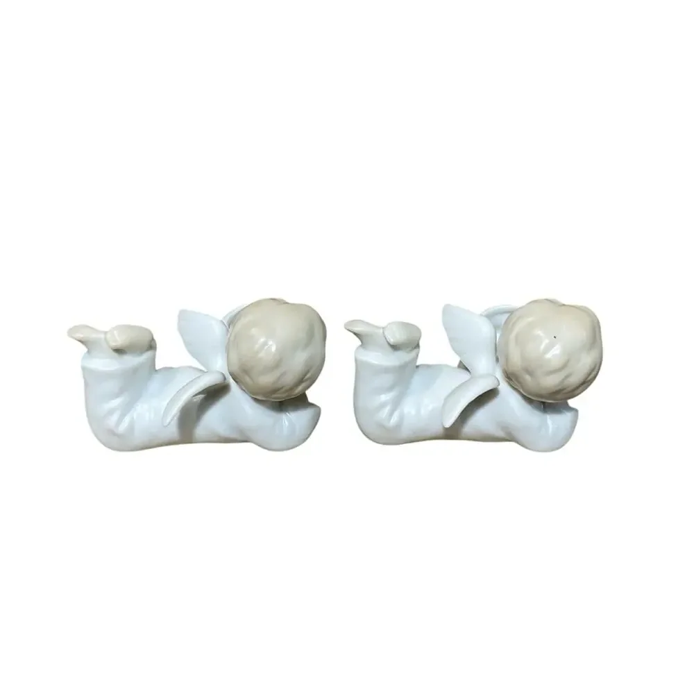 Set of 2 Vintage 1981 Fitz & Floyd Angel Cherub Candlestick Holders Japan